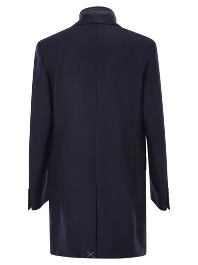 Fay Men Double Coat In Wool And Cashmere Cloth In Blue