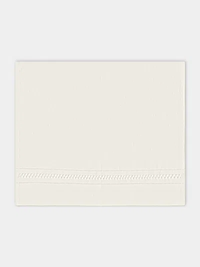 Volga Linen Diamond-stitch Linen Hand Towels (set Of 4) In White