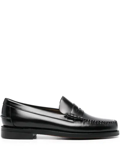 Sebago Round Toe Slip-on Moccasins With Cut-out Upper Design In Black