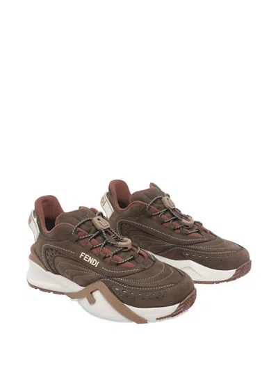 Fendi Flow Sneakers Brown Women In Multi