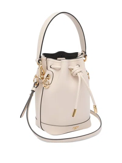 Fendi Women Ivory Leather Mon Tresor Bucket Bag In Multi