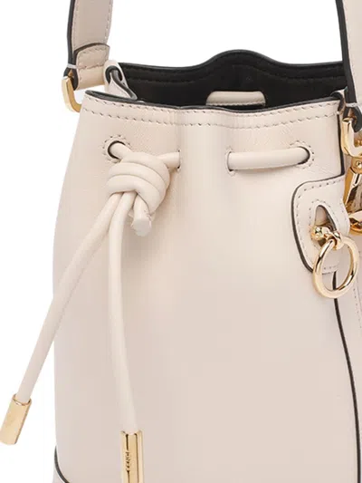 Fendi Women Ivory Leather Mon Tresor Bucket Bag In Multi