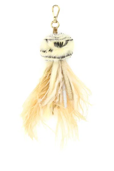 Fendi Women Multicolor Fur Medusa Charm In Gold