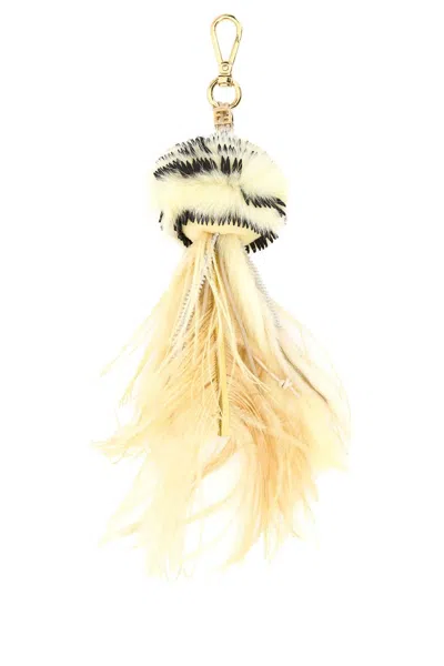 Fendi Women Multicolor Fur Medusa Charm In Gold