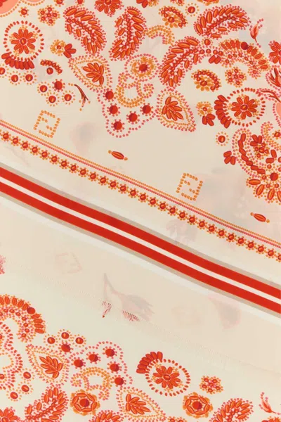 Fendi Women Printed Silk Ff Foulard In Neutral