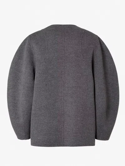 Fendi Women Wool Blouson With Mink Pockets And Inner Ff Logo In Gray