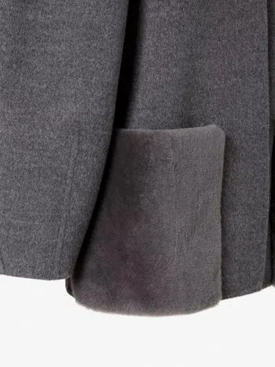 Fendi Women Wool Blouson With Mink Pockets And Inner Ff Logo In Gray