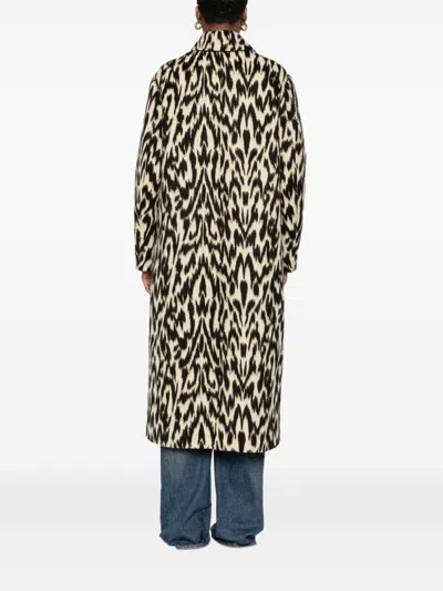 Forte Forte Long Animal Print Coat Featuring Pockets In Multi