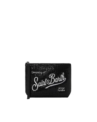 Mc2 Saint Barth Pochette Aline Velvet Paillettes Nera In Black