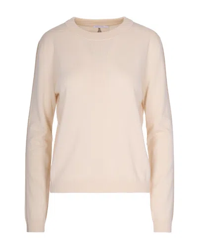 Patrizia Pepe Maglia Essential In Lana Con Dettagli In Lurex Wooly White In Neutral