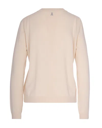 Patrizia Pepe Maglia Essential In Lana Con Dettagli In Lurex Wooly White In Neutral