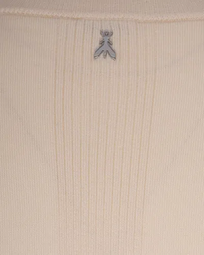 Patrizia Pepe Maglia Essential In Lana Con Dettagli In Lurex Wooly White In Neutral