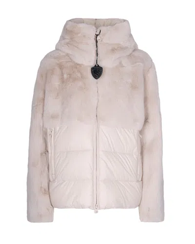 Blauer Short Jacket With Plush Faux Fur In Neutral