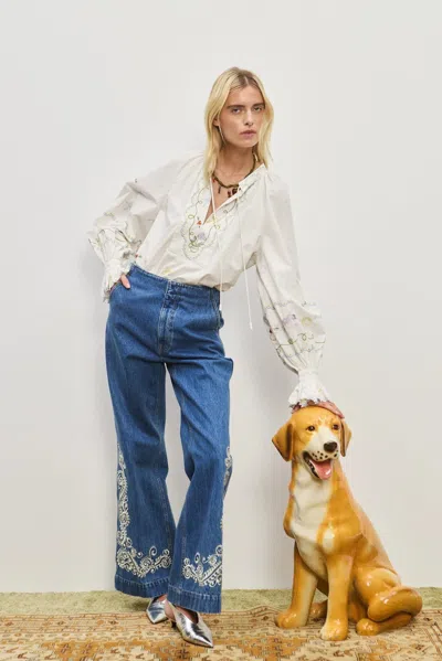 Alemais Jacones Flare Denim Jean In Blue