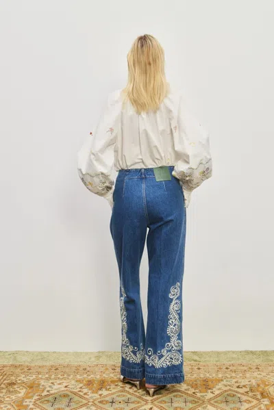 Alemais Jacones Flare Denim Jean In Blue