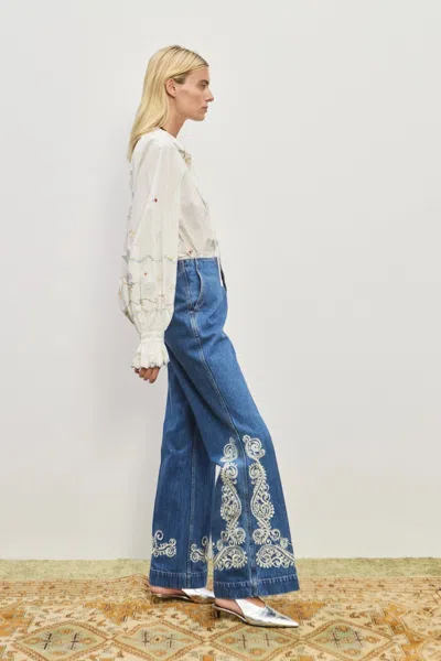 Alemais Jacones Flare Denim Jean In Blue