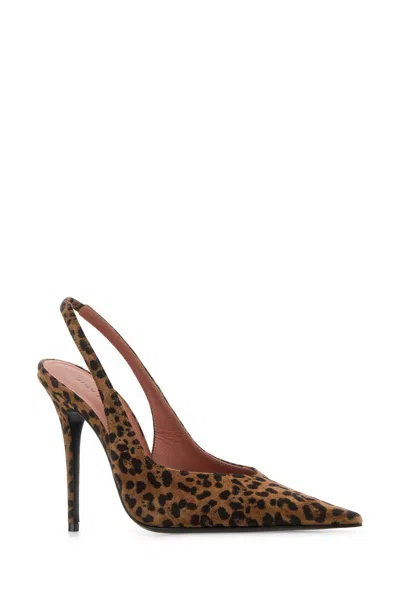 Amina Muaddi Animal Print Stiletto Heel Pointed Toe Pumps In Animal Print