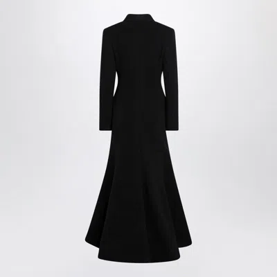 Balenciaga Double-breasted Long Wool Blend Coat With Flared Hem In Black