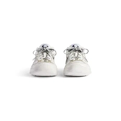 Balenciaga Women Hamptons Worn-out Leather Low-top Sneakers In Neutral