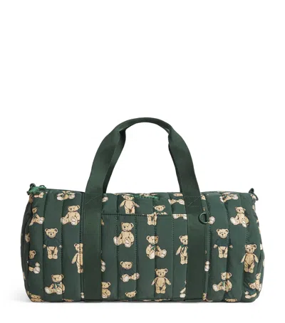 Harrods Quilted Henry Bear Duffle Bag In Green