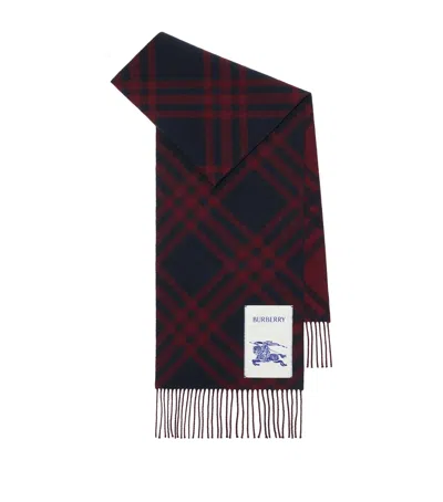 Burberry Check Cashmere Scarf In Blue