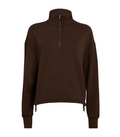 Varley Sian Cropped Half Zip Midlayer In Black