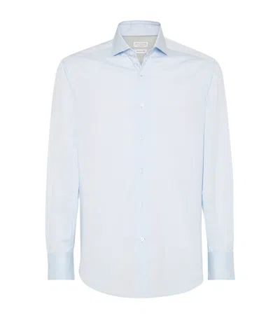 Brunello Cucinelli Cotton Spread-collar Shirt In Blue