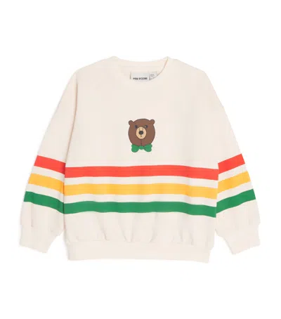 Mini Rodini Bear Striped Cotton Jersey Sweatshirt In Red