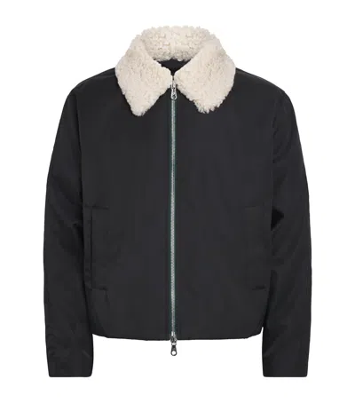Cole Buxton Faux Fur-collar Bomber Jacket In Black