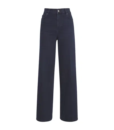 Frame Wide-leg High-rise Denim Palazzo Trousers In Blue