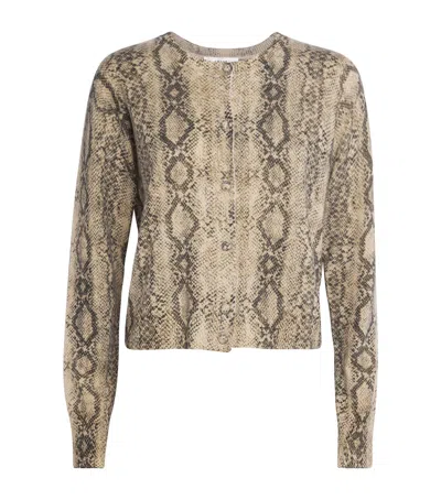 Frame Cashmere Snakeskin-effect Cardigan In Multi