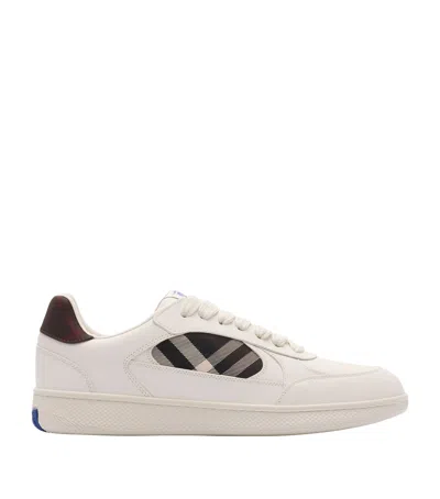Burberry Leather And Check Sneaker Terrace In White