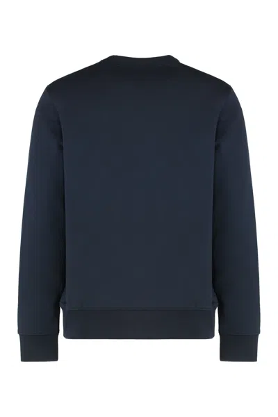 Hugo Boss Logo-embroidered Cotton Sweatshirt In Blue