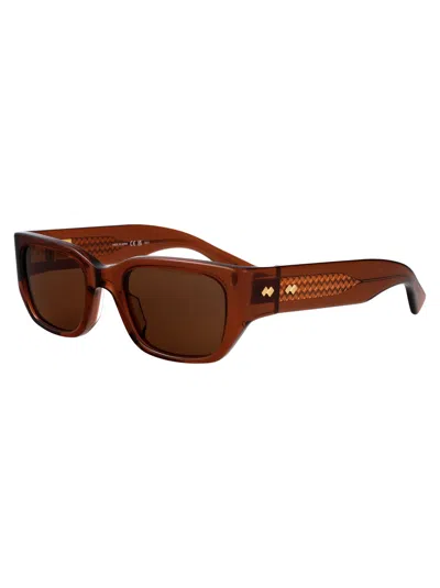 Bottega Veneta Brown-brown-brown Recycled Acetate Sunglasses In Brown