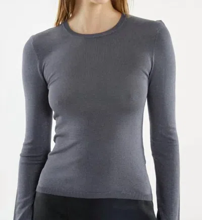 Third Form Glimmer Knit Long Sleeve Crew Top In Slate In Gray