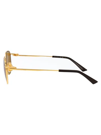 Bottega Veneta Gold-gold-brown Metal Sunglasses In Gold