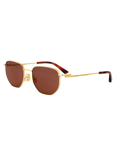Bottega Veneta Gold-gold-red Metal Sunglasses In Brown