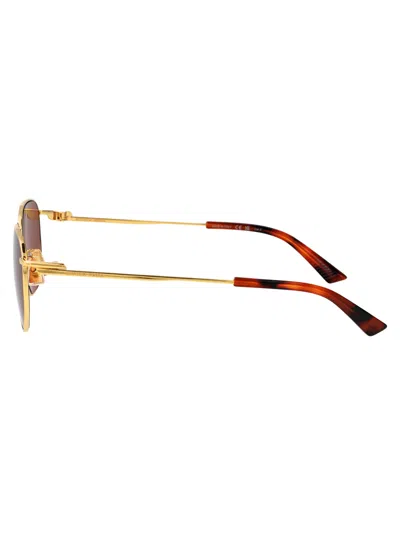 Bottega Veneta Gold-gold-red Metal Sunglasses In Brown