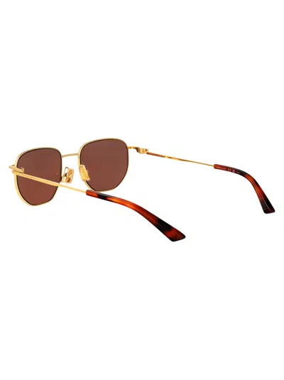 Bottega Veneta Gold-gold-red Metal Sunglasses In Brown
