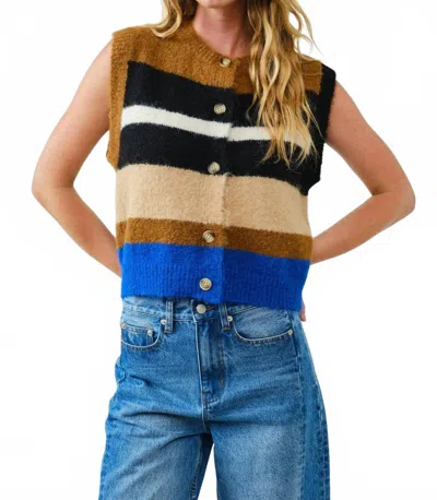 Aaron & Amber Women's Striped Sweater Vest In Brown Multi In Multi