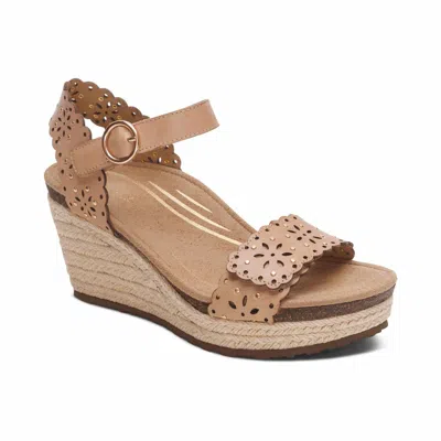 Aetrex Women Sydney Cutout Wedge In Sand In Animal Print