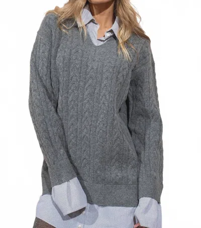 Raisonnel Cable Sweater Shirt Dress In Gray In Gray