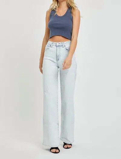 Risen High-rise Wide Leg Jeans In Medium Wash In Blue