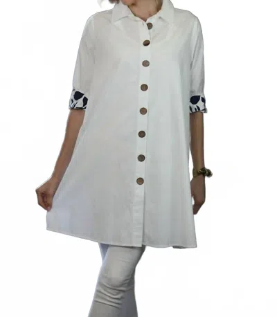 Kikisol A-line  Jacket With Buttons & Pockets In White In Gray