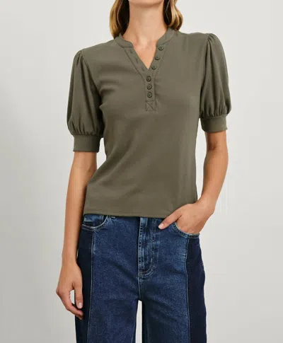 Rails Jewel Elbow Sleeve Top In Washed Olive In Green