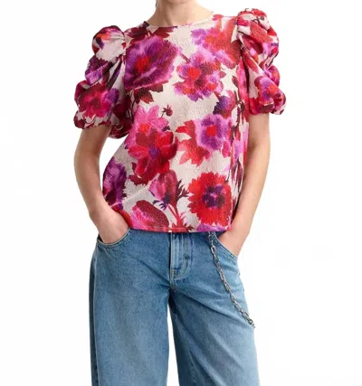 Essential Antwerp Henrietta Puffy Sleeve Top In Off White In Pink