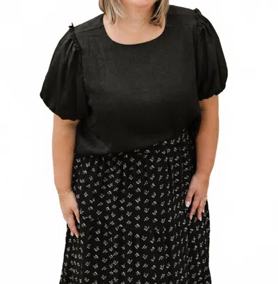 Mikarose Lenora Puff Sleeves Top In Black In Black
