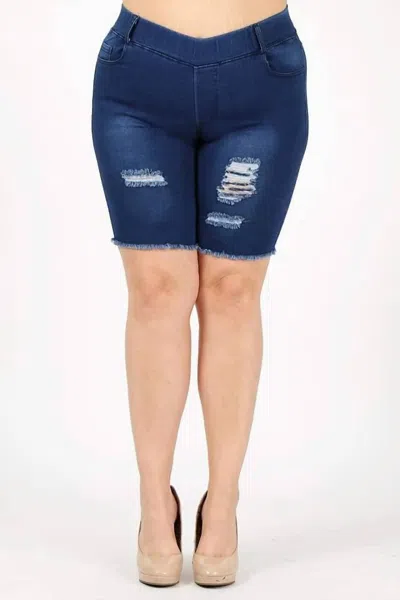 Dear John Denim Bermuda Frayed Shorts In Denim In Multi