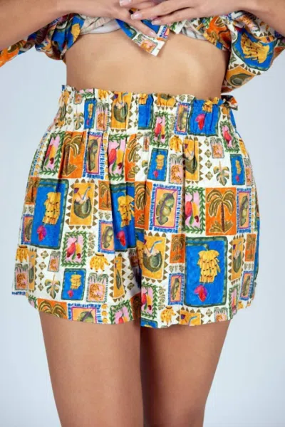 Sincerely Ours Nicola Beachy Print Shorts In Sao Paulo In Blue