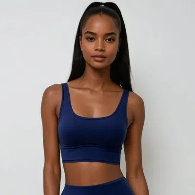 Calypsa Longline Swim Bra In Blue